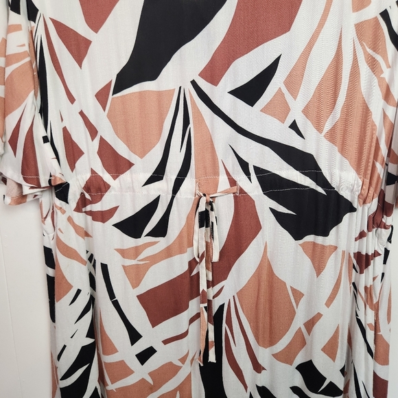 Tribal Femme Pink Tropical Maxi Shirt Dress V-Neck Womens Size Medium Flowy - Picture 6 of 12